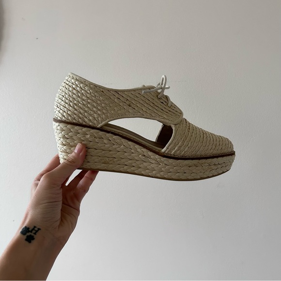 Shelleys London | Rattan Runser Woven Oxford-Style Wedges - Picture 2 of 4